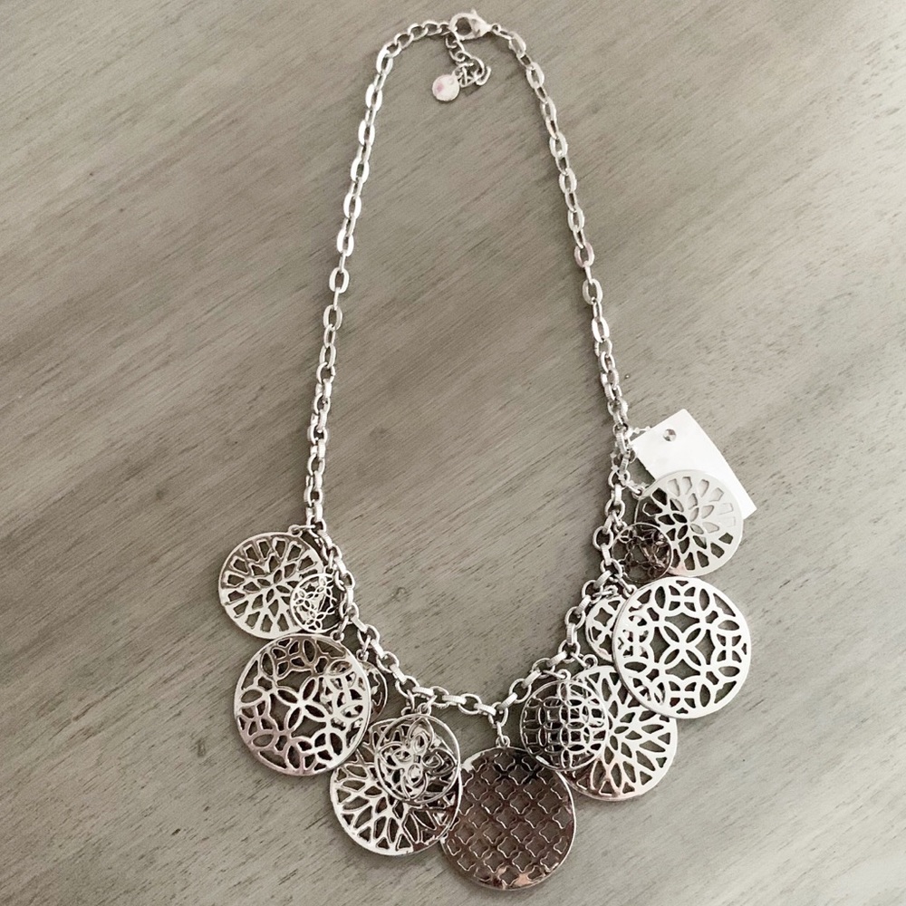 Charter Club Silver Tone Round Charm Necklace